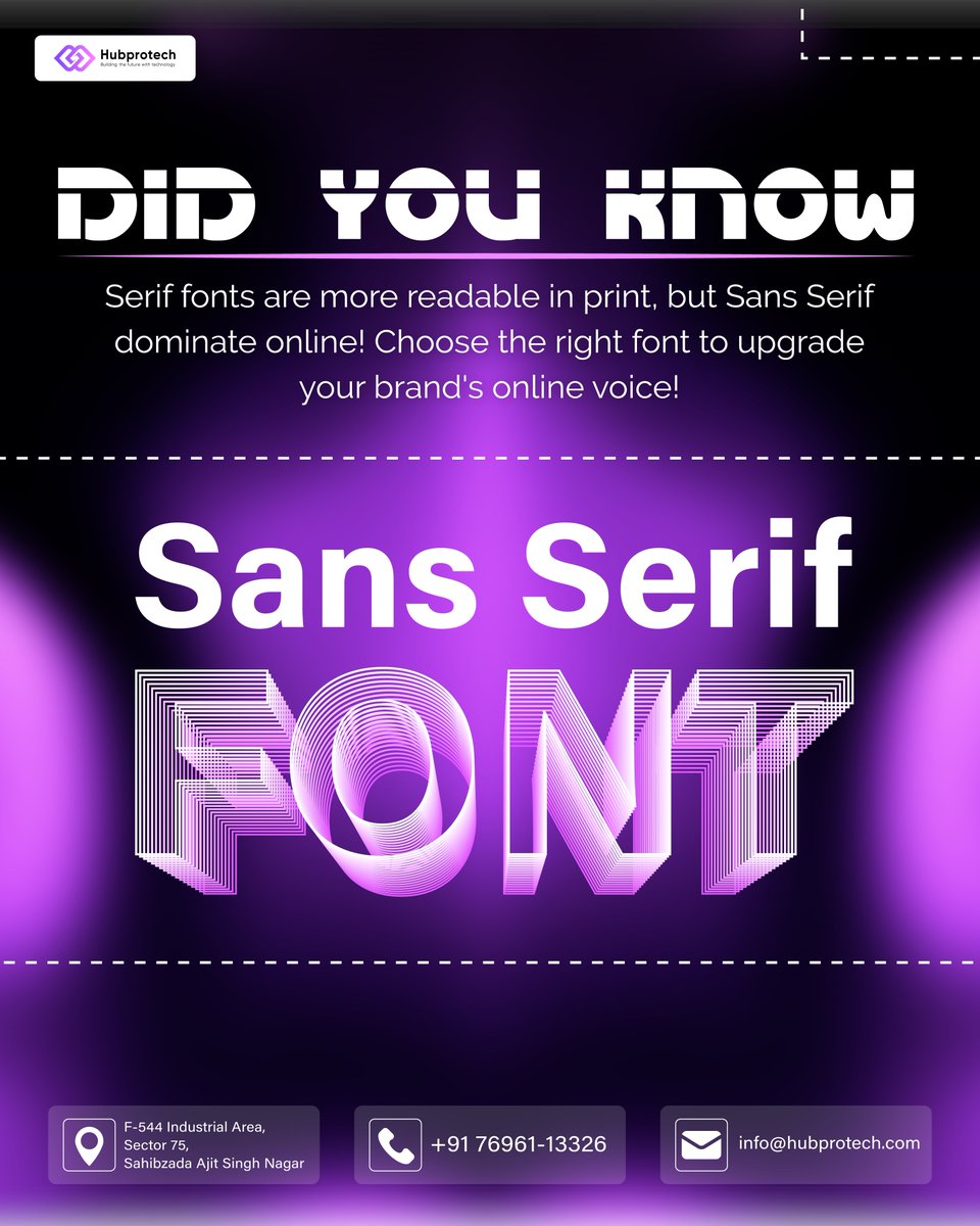 hubprotech's tweet photo. Choosing the right #Font can enhance your brand’s #OnlinePresence! While #Serif fonts are great for print, #SansSerif fonts are supreme on #DigitalPlatforms. Make the switch and watch your brand’s voice shine online
.
#FontTips #DigitalBranding #Hubprotech #WebDevelopment #Ashwin https://t.co/FqUDGRPubc