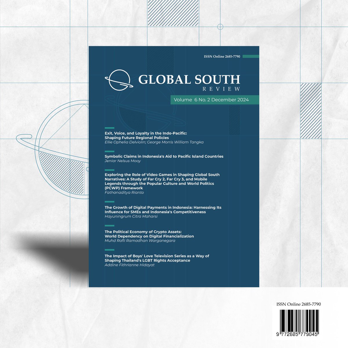 🌍[GLOBAL SOUTH REVIEW]📄 

Global South Review (Volume 6 No. 2 December 2024) is now available!

In this edition, GSR features six writings highlighting various issues paramount in the Global South.

Access it through the link:
jurnal.ugm.ac.id/globalsouth