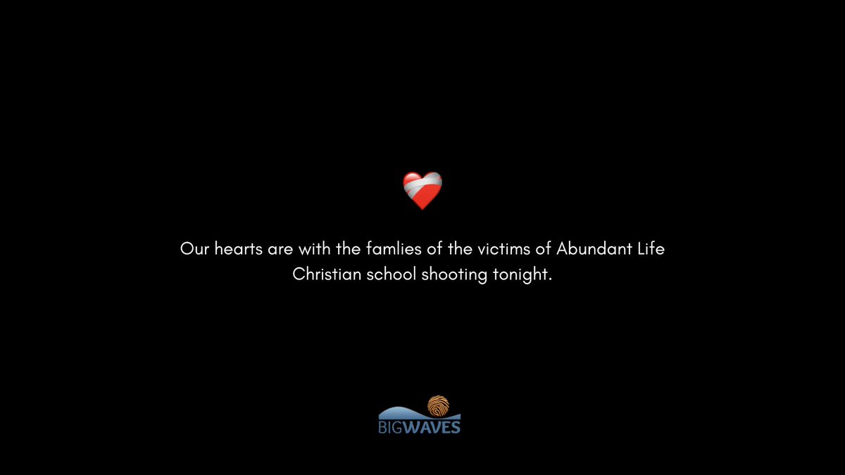 Our hearts are with the famlies of the victims of Abundant Life Christian school shooting toniight. If you or anyone you know could use a free gun lock please go to bigwavesinc.org now to order yours today.

#freegunlocks
#lockyourguns
#gunviolencesurvivor