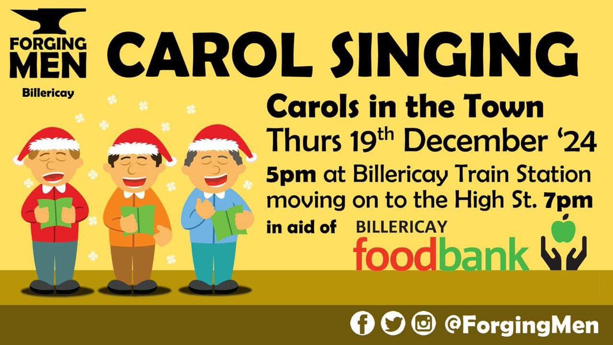 🎵Tonight we’ll be heading to Billericay Railway Station and then onto the High St Pubs singing some Christmas Carols🎶
Please join in and sing along if you see us, and maybe pop something in the collection bucket, as we help raise funds for #Billericay FoodBank <a href="/BankBillericay/">Billericay Food Bank</a>🎅