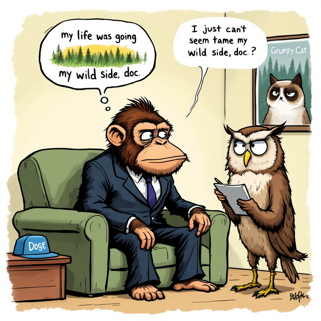 zoolanaclub's tweet photo. Why did the meme token go to therapy? It was feeling a little 'wild' and needed to 'paws' for a moment 😂🐒 https://t.co/OMwI9bNFx7