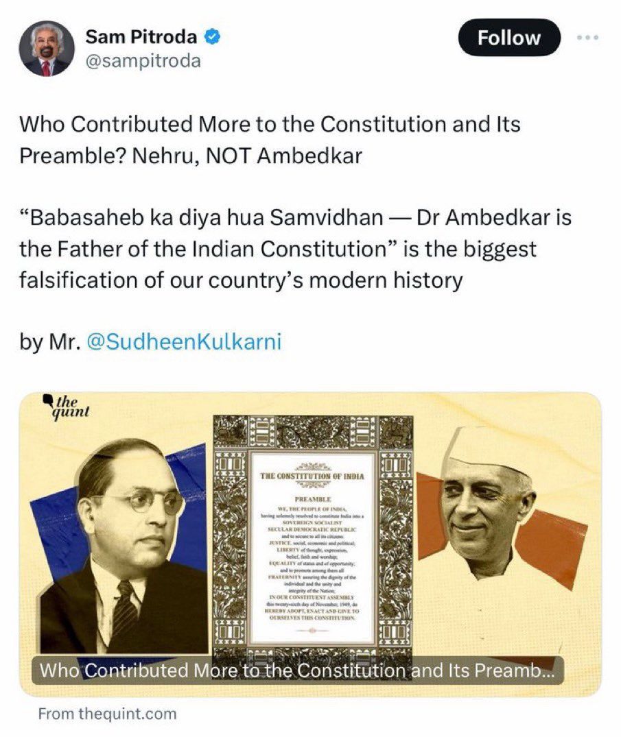 <a href="/narendramodi/">Narendra Modi</a> The most loyal courtier of the Dynasty spelt out what the Congress really thinks of Dr. Ambedkar—that he had no role in the making of our Constitution.

Some screenshots indeed speak a thousand words.

The X post can be deleted but their real feelings will never go.