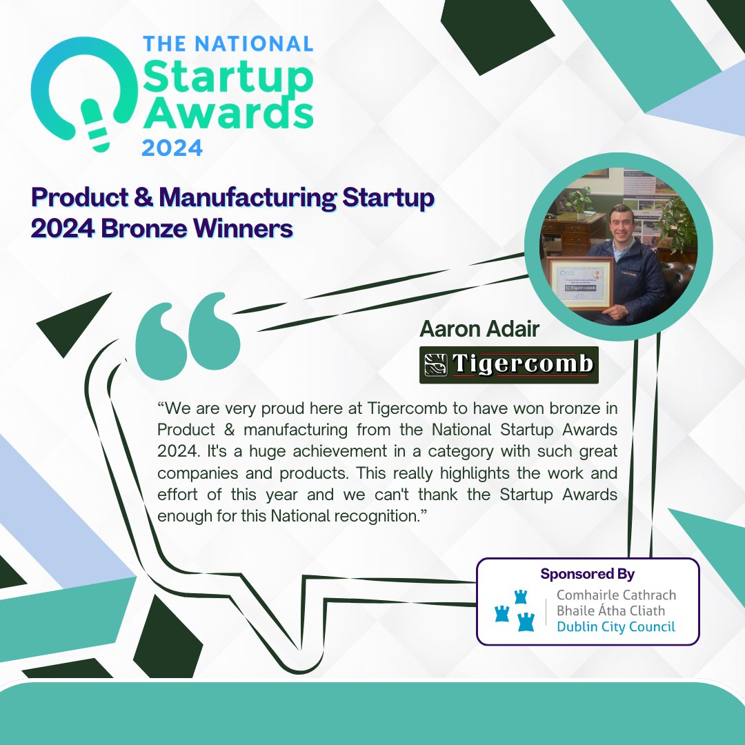 Startups Ireland (@startupsireland) on Twitter photo Aaron Adair Tigercomb.ie expressed immense gratitude and pride after winning Product & Manufacturing Startup 2024 Bronze award sponsored by <a href="/DubCityCouncil/">Dublin City Council</a>
#yourstartupjourney #Startups #SUA2024 #NSA2024 #nationalstartupawards2024 Aaron Adair Tigercomb.ie expressed immense gratitude and pride after winning Product & Manufacturing Startup 2024 Bronze award sponsored by <a href="/DubCityCouncil/">Dublin City Council</a>
#yourstartupjourney #Startups #SUA2024 #NSA2024 #nationalstartupawards2024
