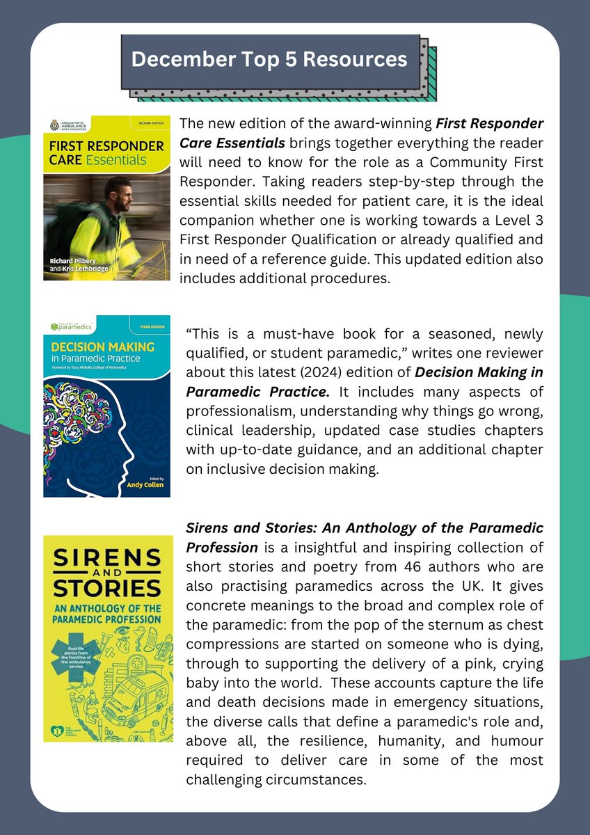 Keyll Darree (@keylldarree) on Twitter photo Colleagues at <a href="/IOM_Ambulance/">Isle of Man Ambulance Service</a> & many general readers will both enjoy 'December Top 5', recent additions to #KDLibrary from <a href="/classprofession/">Class Professional</a>: covering the latest evidence-based care, resilience, case studies, and even poetry about #paramedic practice! Come check them out! Colleagues at <a href="/IOM_Ambulance/">Isle of Man Ambulance Service</a> & many general readers will both enjoy 'December Top 5', recent additions to #KDLibrary from <a href="/classprofession/">Class Professional</a>: covering the latest evidence-based care, resilience, case studies, and even poetry about #paramedic practice! Come check them out!