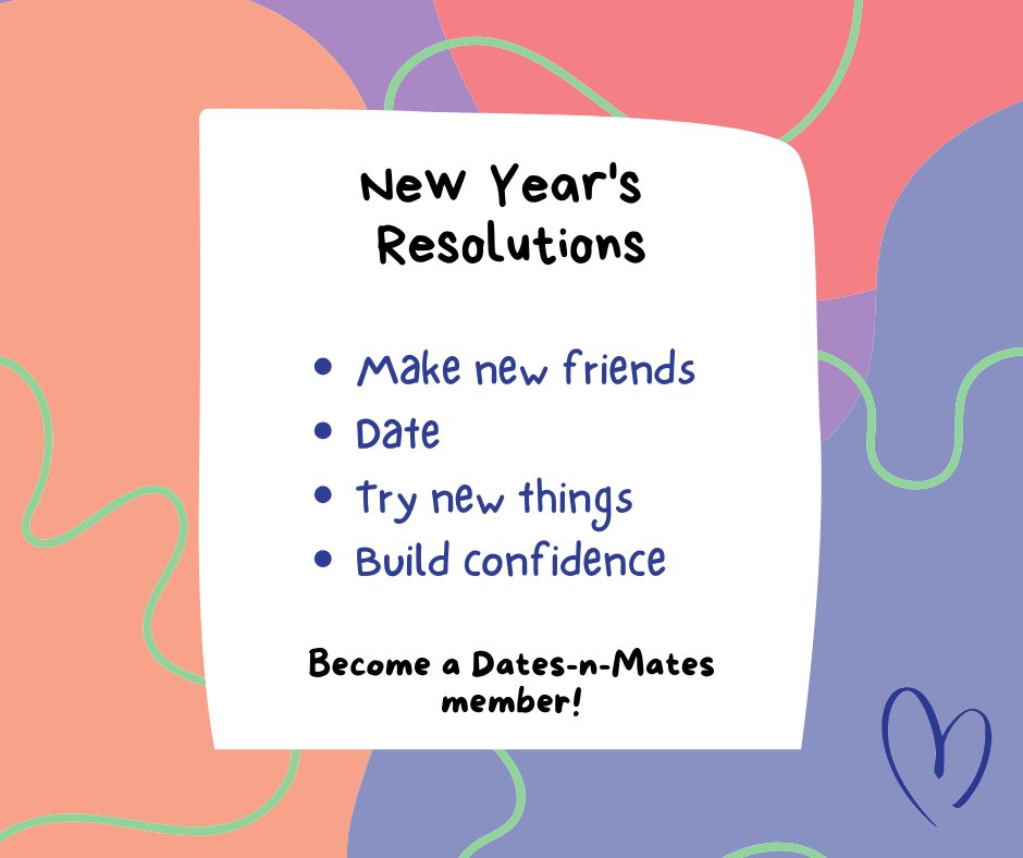 datesnmates's tweet image. Dates-n-Mates membership can help people with learning disabilities to achieve all of these new year goals!
Find out more and get started: datesnmates.org.uk
@SCLDNews @cchangescotland