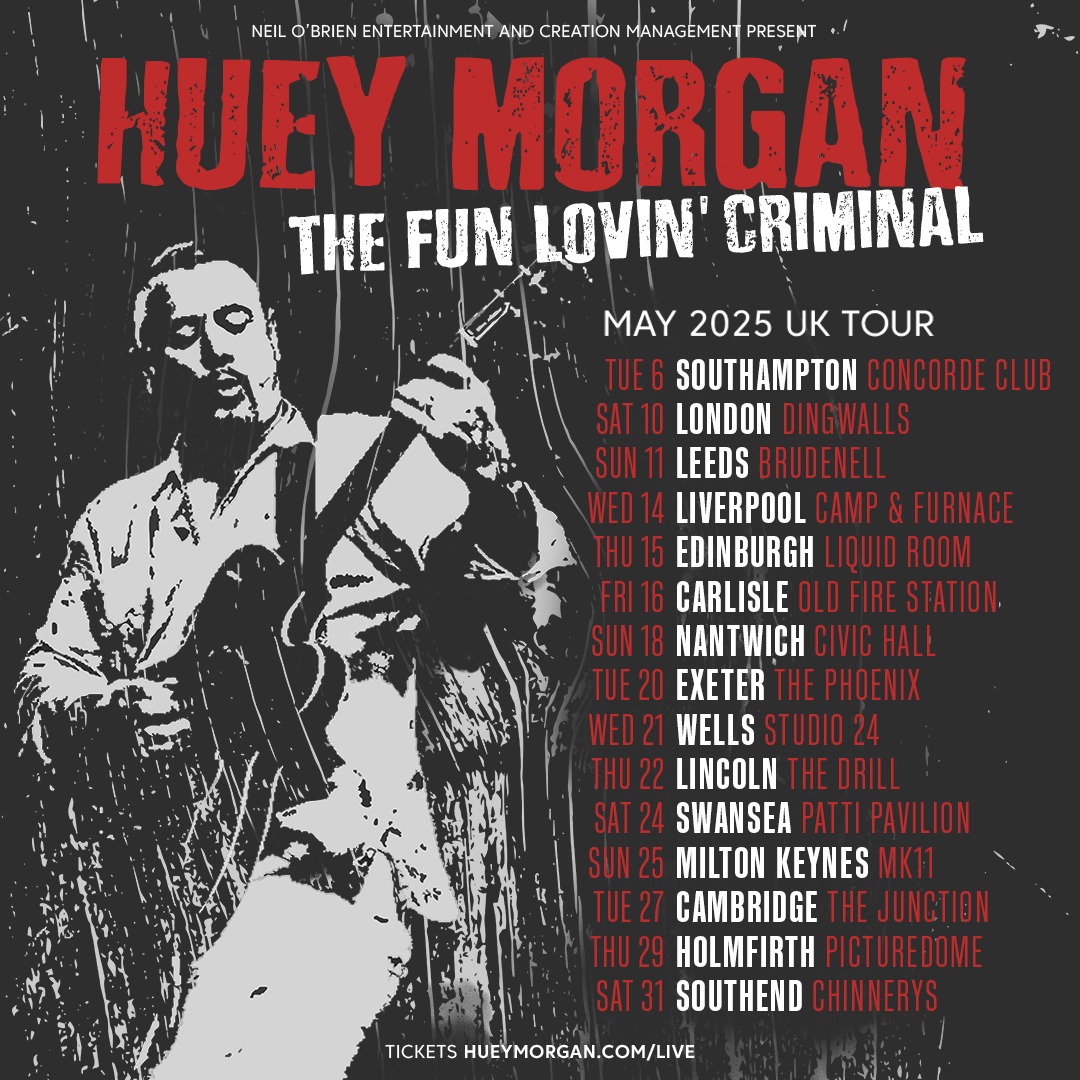 OfficialHuey's tweet image. THE Fun Lovin' Criminal is back! I'm bringing the band back and heading off on a UK tour in May.

Tickets on sale Friday 10am