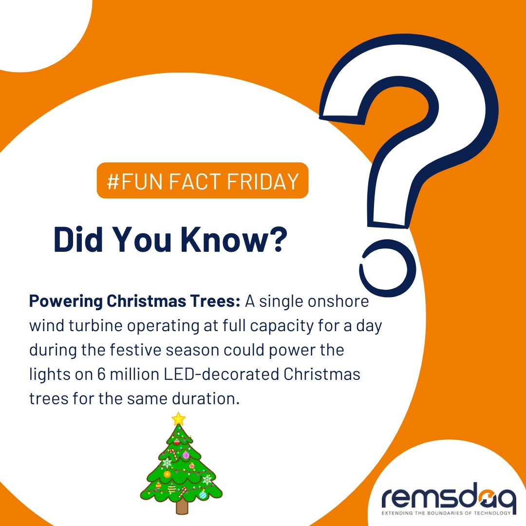 The last #FunFactFriday before Christmas is here!
From all of us at Remsdaq, have a wonderful Christmas! 
#SustainableEnergy #FestiveFacts #MerryChristmas #Remsdaq #FunFactFriday #SCADASystem #MadeInBritain #UKManufacturer