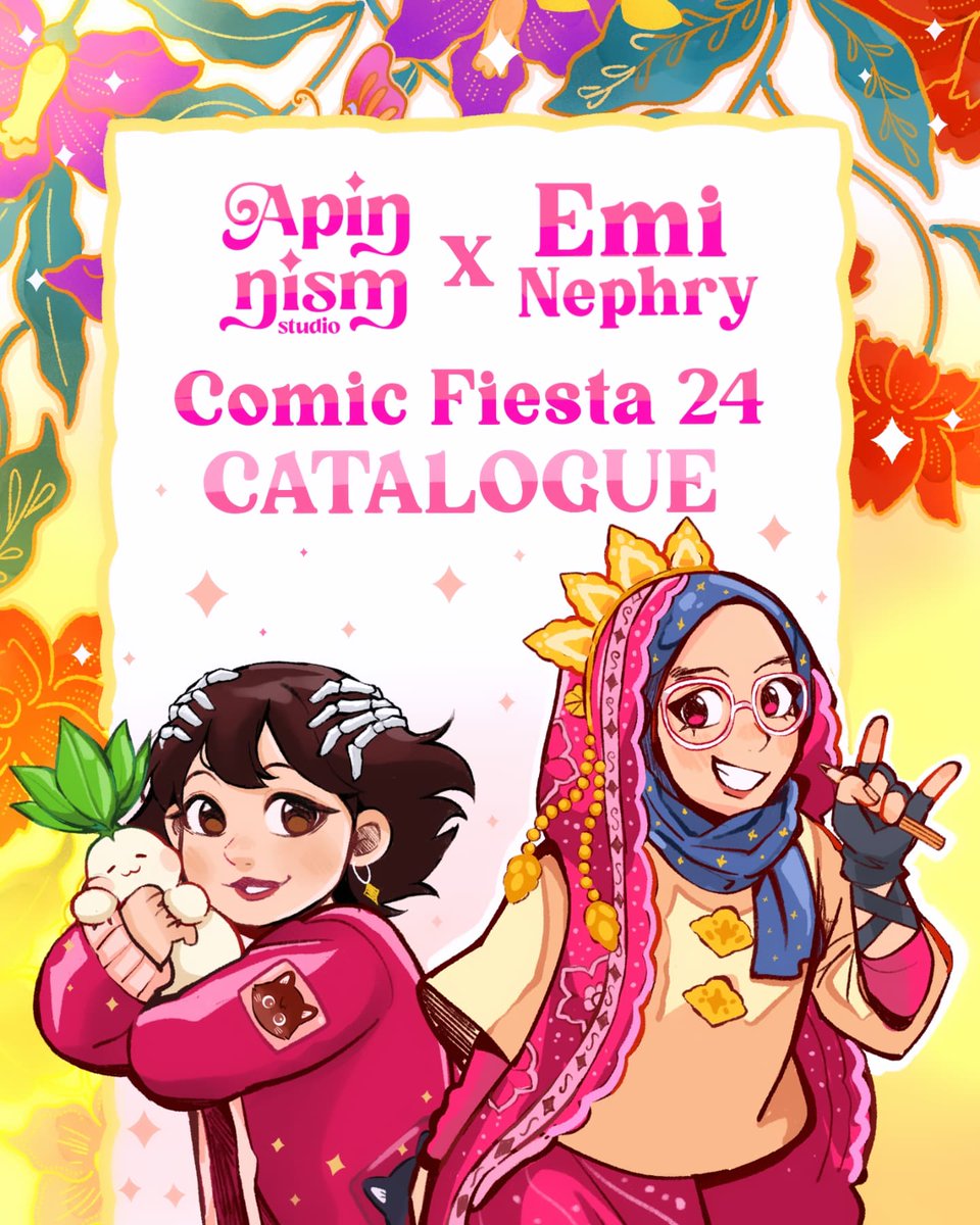 NismApin's tweet photo. Hi! This is my catalogue with my sis @emi_nephry!
Come and check out our awesome merch✨
#comicfiesta24 https://t.co/TRpnGk2bdY
