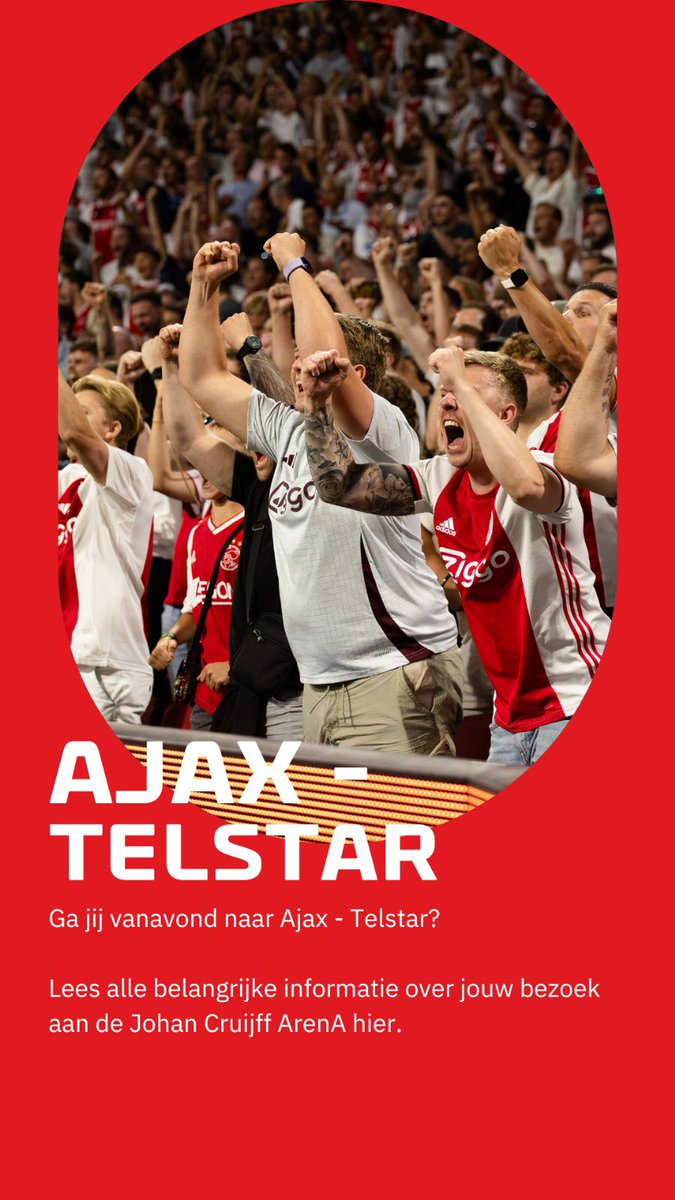 Vanavond naar Ajax - Telstar? Lees hier alles over je bezoek aan de ArenA: johancruijffarena.nl/kalender/38936…