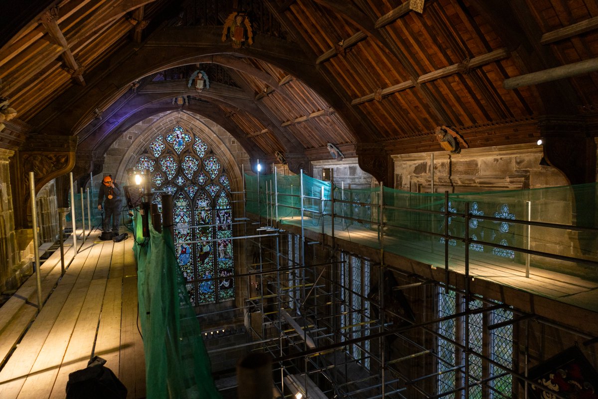 CurrentStand's tweet photo. Phase 3 of our work on the Cathedral of the Peak in Tideswell is now complete! Fascinating to continue to work in such a historic building, and the LEDs we are installing will shed new light on the previously unseen intricate wooden carvings in the ceilings. https://t.co/JYpLImjXjn