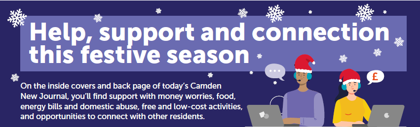 Camden Council (@camdencouncil) on Twitter photo Our winter wrap around today's <a href="/NewJournal/">Camden New Journal</a> contains info about:
🥰 Support if you're feeling lonely
❗️ Domestic abuse
👛Cost of living - including for over 50s from <a href="/AgeUKCamden/">Age UK Camden</a>
❤️How to help others
🧘♀️Local activities
Pick up a copy or read it here:
issuu.com/camdenmagazine… Our winter wrap around today's <a href="/NewJournal/">Camden New Journal</a> contains info about:
🥰 Support if you're feeling lonely
❗️ Domestic abuse
👛Cost of living - including for over 50s from <a href="/AgeUKCamden/">Age UK Camden</a>
❤️How to help others
🧘♀️Local activities
Pick up a copy or read it here:
issuu.com/camdenmagazine…