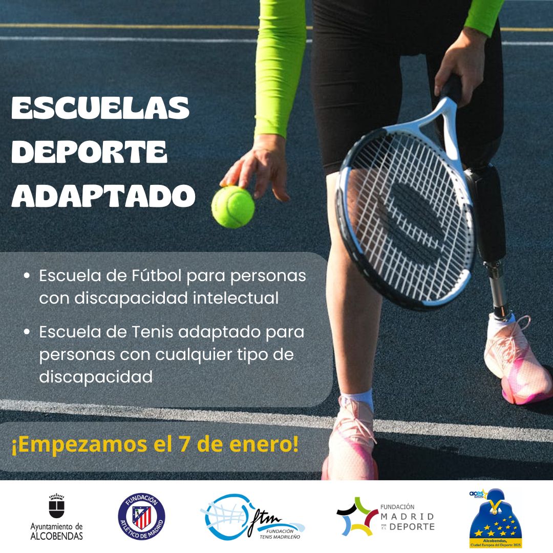 🏆¡Como Ciudad Europea del Deporte, preparamos un 2025 repleto de propuestas para todos!

🎾Escuela de tenis adaptado
⚽Escuela de fútbol para personas con discapacidad intelectual
📅Inicio: 7 enero 2025
📍Polideportivo José Caballero
👉 Formulario: bit.ly/4fpN6Fo