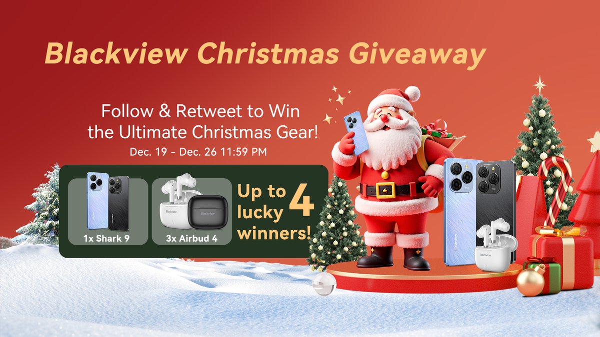 Blackview (@blackviewphone) on Twitter photo π
β¨ #Blackview Christmas Giveaway Time! π
Letβs make this holiday season unforgettable with our exciting giveaway. Join the fun and enjoy the festive spirit! π
π To Enter:
1β£ Follow <a href="/BlackviewPhone/">Blackview</a>
2β£ Like & Retweet this post
3β£ Tag 2 friends whoβd love this too!
( π
β¨ #Blackview Christmas Giveaway Time! π
Letβs make this holiday season unforgettable with our exciting giveaway. Join the fun and enjoy the festive spirit! π
π To Enter:
1β£ Follow <a href="/BlackviewPhone/">Blackview</a>
2β£ Like & Retweet this post
3β£ Tag 2 friends whoβd love this too!
(