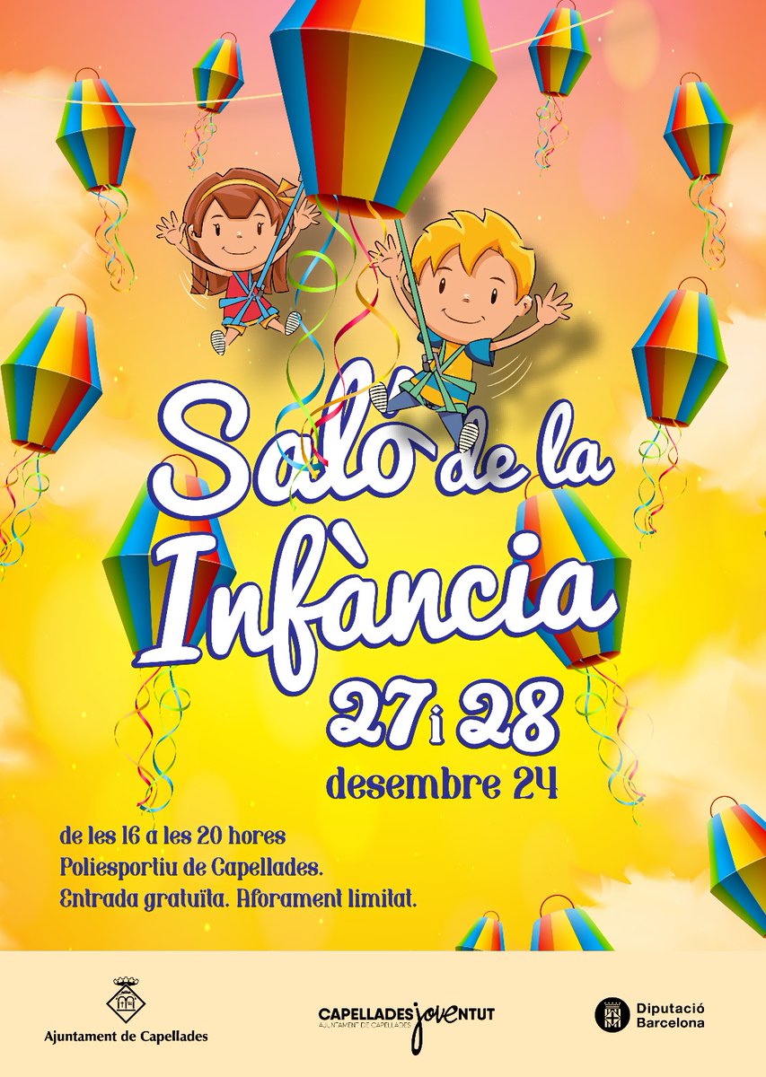 L'Ajuntament de Capellades organitza novament el Saló de la Infància de Capellades.

Es farà al Pavelló Poliesportiu durant 2 tardes, de 16 a 20h. Serà el divendres 27 i el dissabte 28.

L'entrada és gratuïta i l'aforament està limitat a la capacitat de l'espai.