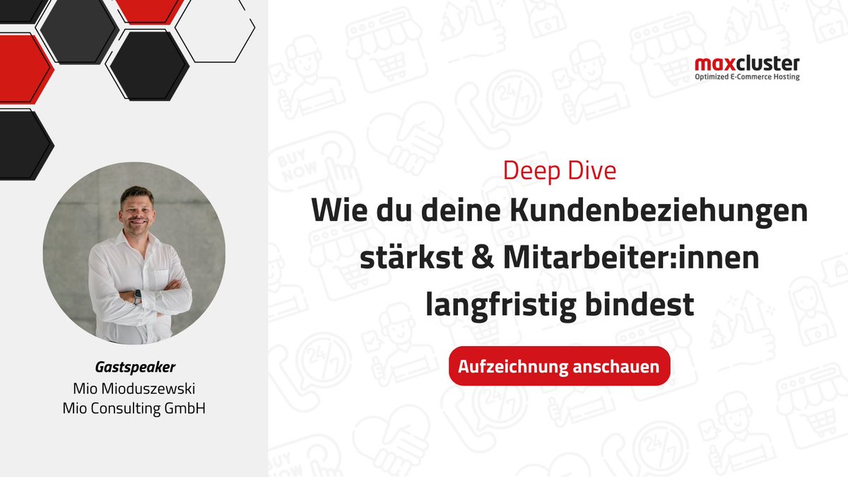 maxcluster's tweet image. Hast du schon eine Strategie für 2025? ⁉️

Themen wie Mitarbeitendenbindung, Partner-Netzwerke &amp;amp; USPs bleiben auch im neuen Jahr entscheidend!

Hole dir wertvolle Tipps dazu aus unserem Deep Dive mit Mio &amp;amp; Sebastian von #maxcluster:

👉 youtu.be/q-wH4TbYkwc 

#ecommerce #tipps