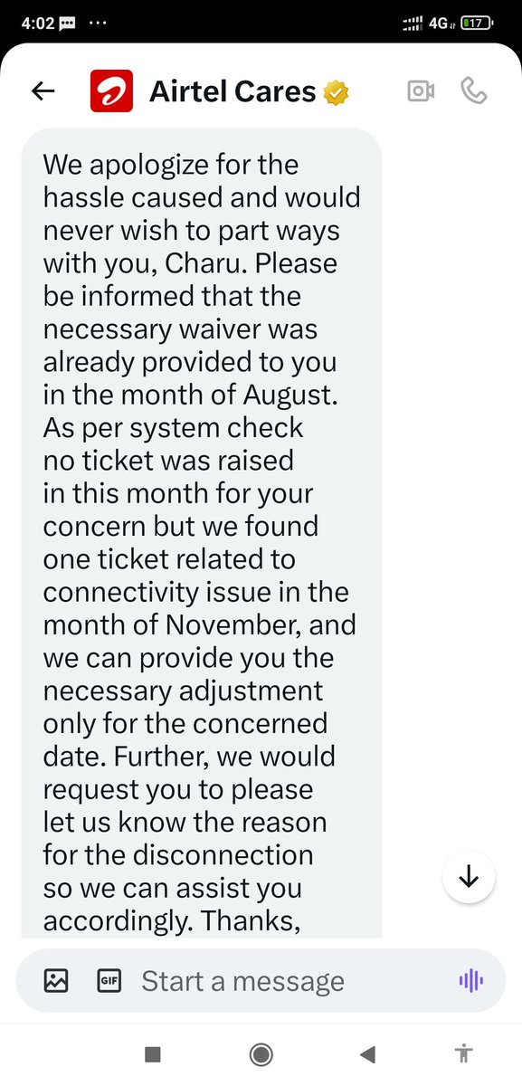 CharuSharmaITS's tweet photo. Airtel gives only apologies. No resolution. https://t.co/WyEfqEgwQV
