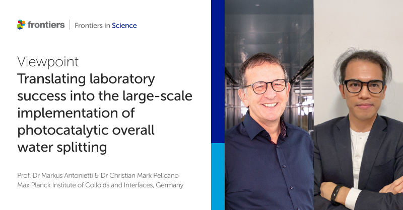 FrontScience's tweet photo. Scaling photocatalytic hydrogen production requires improved efficiencies, investments in sustainable energy infrastructure, &amp; stringent safety &amp; environmental standards.

-Markus Antonietti &amp; @CMPelicano of @MpiciPotsdam in their viewpoint, published in Frontiers in Science ⬇️