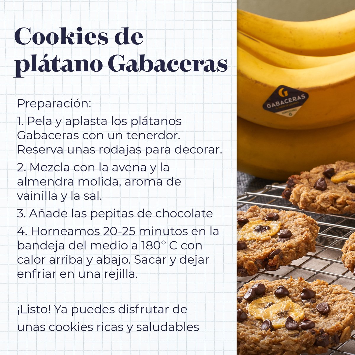 Si la Navidad sabe a hogar, tus cookies pueden saber a #PlátanoGabaceras. 😉 Prepara estas galletas de avena con plátano de Canarias para aportarle un toque saludable y dulzor.🍌

#RecetasGabaceras #ParaCuidarteMejor #PlátanoDeCanarias