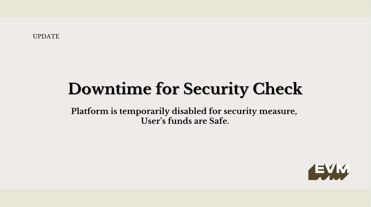 Platform Update: Temporary Downtime for Final Security Checks

We have scheduled temporarily disable EVMINK platform to facilitate the final phase of internal security checks, ensuring a smooth and comprehensive process. This follows the completion of a rigorous security audit