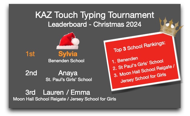 ’Tis the season to be jolly, tra la la la la la la la la!
Congratulations Sylvia on being our Christmas Champion!
Will she be able to hold onto her Santa hat/CROWN, or will she be challenged?

Wishing all our students and teachers a wonderful Christmas and the best for 2025!