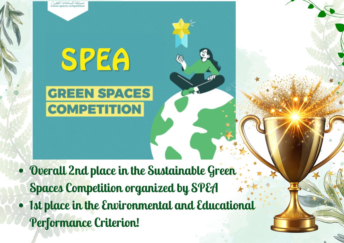 Remarkable success in the Sustainable Green Spaces competition organized by SPEA in partnership with Sharjah Municipality!  We secured the Overall 2nd place and took home 1st place in the Environmental and Educational Performance Criterion! 🏆✨