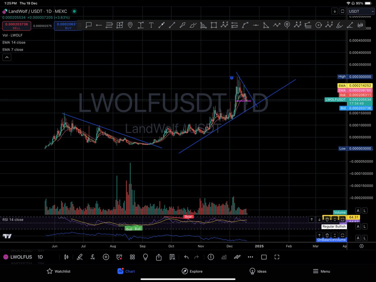 RushbrookSteven's tweet photo. Strongest chart in the recent pull back, 6 bags so far and hopefully much higher #wolf $wolf #LWOLF $lwolf. I t will be a decent add by me on price confirmation https://t.co/gmo9E6WxYS