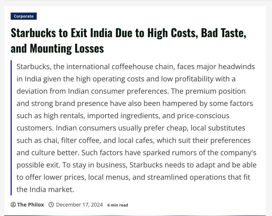 ewyuckugh's tweet image. tbf indians are spending on coffee just not on whatever trash starbucks is selling. everything in starbucks is so overpriced and uninteresting. when i look at someone consuming starbucks coffee, i don’t think they must have a lot of money, i think wow they must really hate…