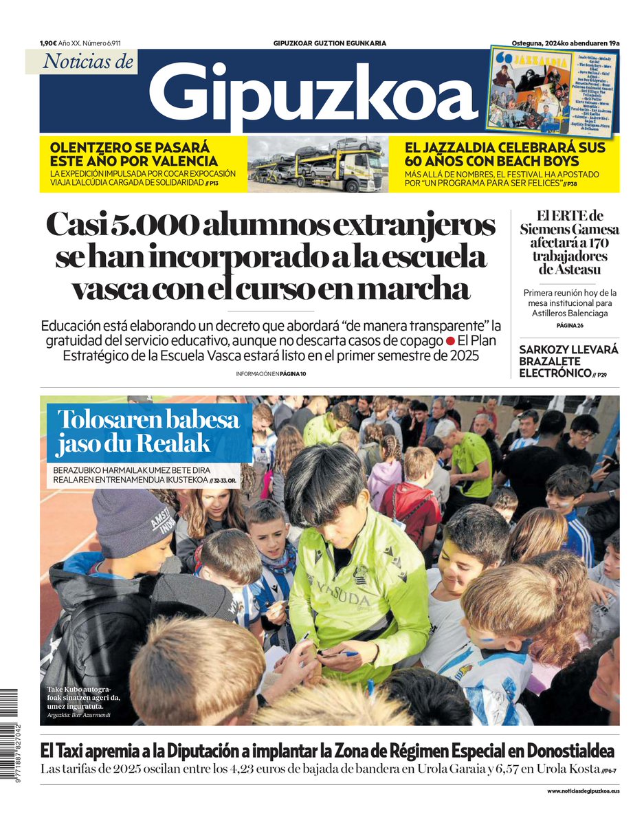 NotGip's tweet photo. 📰 Egun on! Consulta la portada de NOTICIAS DE GIPUZKOA de este jueves, 19 de diciembre
➡ https://t.co/amWitIEKI0

🗞 Accede a la versión de la edición impresa en PRESST:
➡ https://t.co/HCcCQKKf7o https://t.co/HdIO5d9Zxc