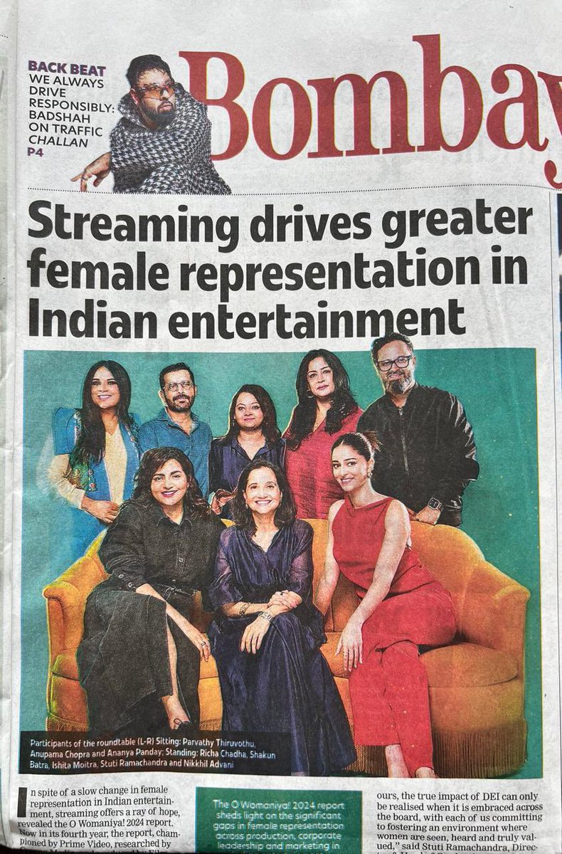 It’s been such a privilege to work on O Womaniya! A unique, annual report on women in entertainment! Thank you
@ormaxmedia and 
@primevideoin for being such great partners.  We hope this continuing effort prompts conversation and change!