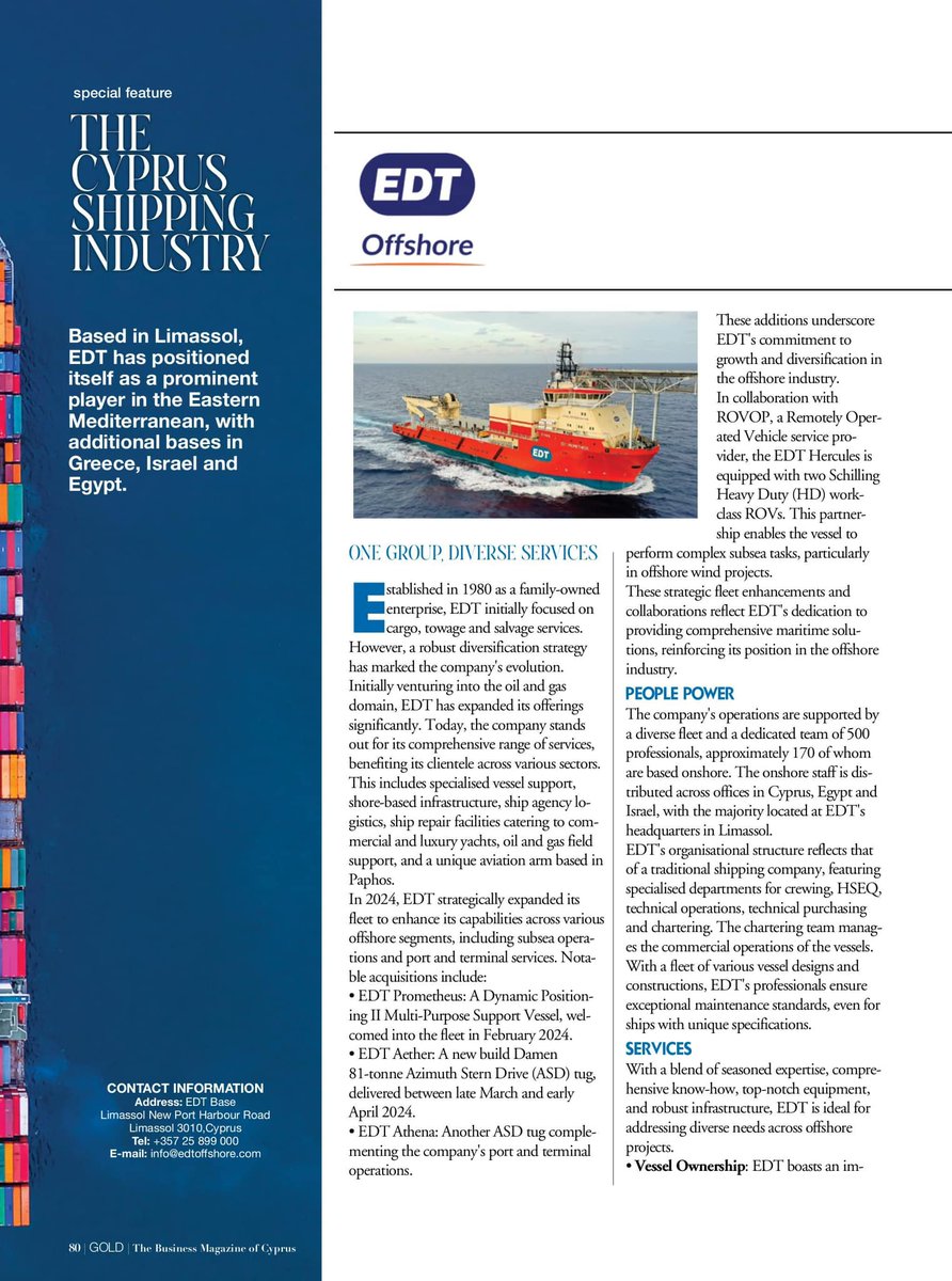 DelphiAlliance's tweet photo. CSC Christodoulou was featured in Sunday's edition of Gold Magazine, alongside two of their distinguished clients, Safe Bulkers Management Ltd and EDT Group!

You can read the full article on the link below
https://t.co/AYMvRWDSv0 https://t.co/4WJNb2uEY4