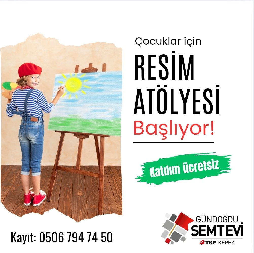 #Gündoğdu ve #Kuzeyyaka Mahallelerinde yaşayan, ilkokul düzeyi çocuklarımız için 🎨 Resim Atölyesi Başlıyor! 🎉

#Antalya #Kepez <a href="/tkpantalya/">TKP Antalya</a>