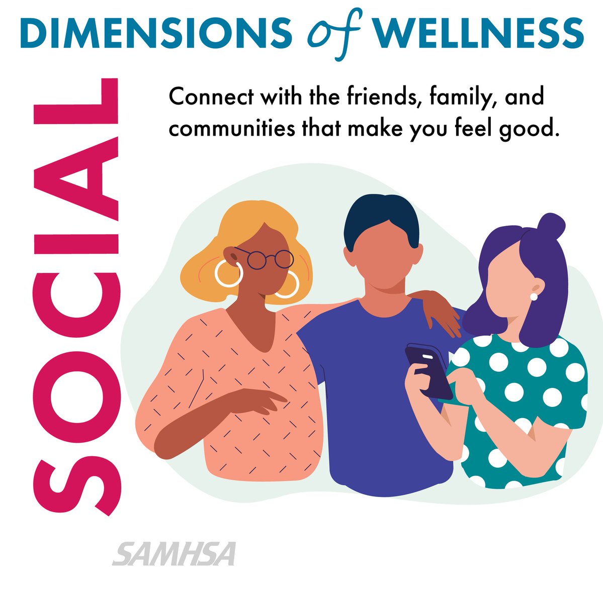 The life choices you make can affect your physical health, #MentalHealth &amp; overall well-being.  Incorporate dimensions of wellness into your life—like 🤝 social wellness—which can help better manage your condition &amp; experience of recovery.