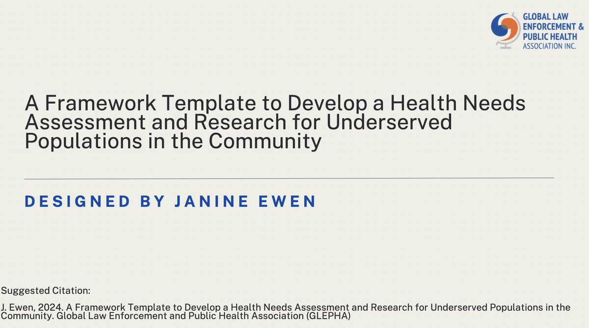 A great new resource from <a href="/GLEPHAssoc/">GLEPHA</a>'s Janine Ewen. 

'A Framework Template to Develop Health Needs Assessments for Underserved Populations'. 

<a href="/JanineEwen/">Janine Ewen</a> <a href="/LEPH2024/">LEPH2025</a>
