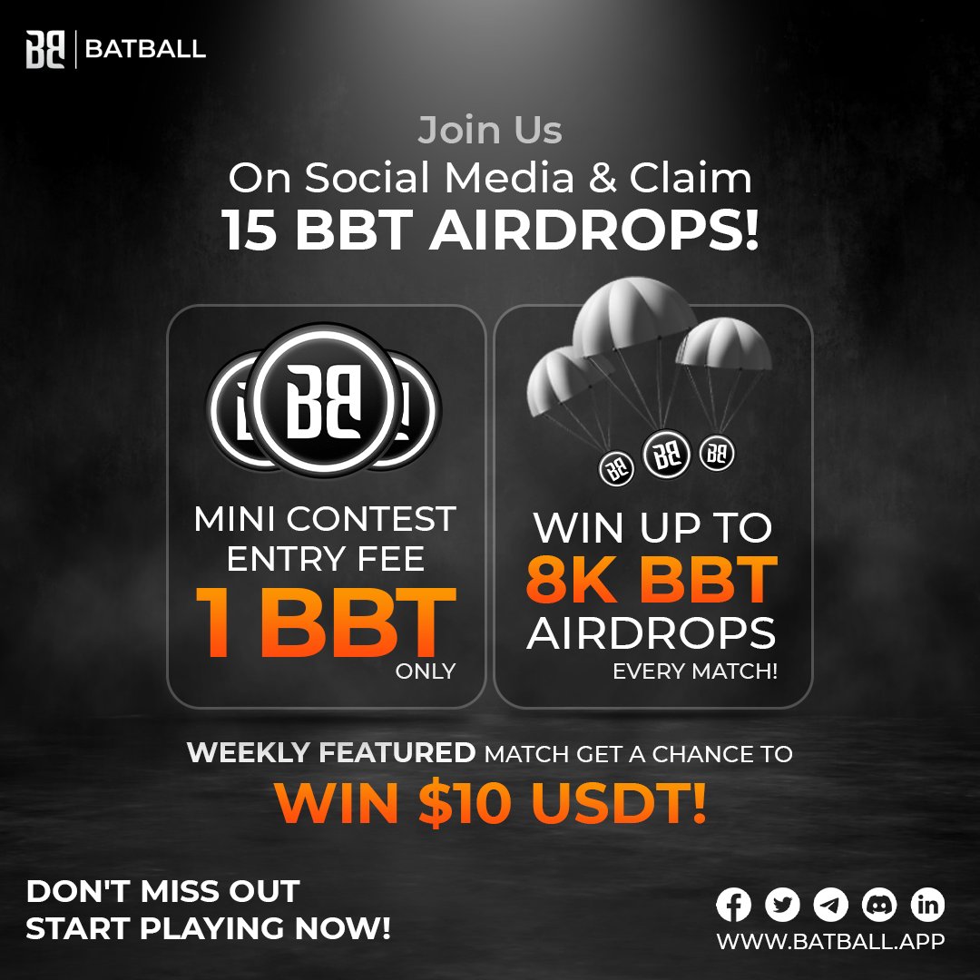 batball_app's tweet photo. 🏏 Gear up, cricket fans! Build your fantasy team on #BatBall now and win BBT Airdrops! 🎉💪
Join us on social media to claim 15 BBT #Airdrops and use your BBT to join today's contests.
🔥 Today’s Cricket Action:
1️⃣ Pakistan 🆚 South Africa
2️⃣ Zimbabwe 🆚 Afghanistan
3️⃣ Melbourne Renegades 🆚 Hobart Hurricanes
Create your team: https://t.co/6OK3E2r5Ye
🎯 Don’t wait—play now and turn your cricket passion into rewards!