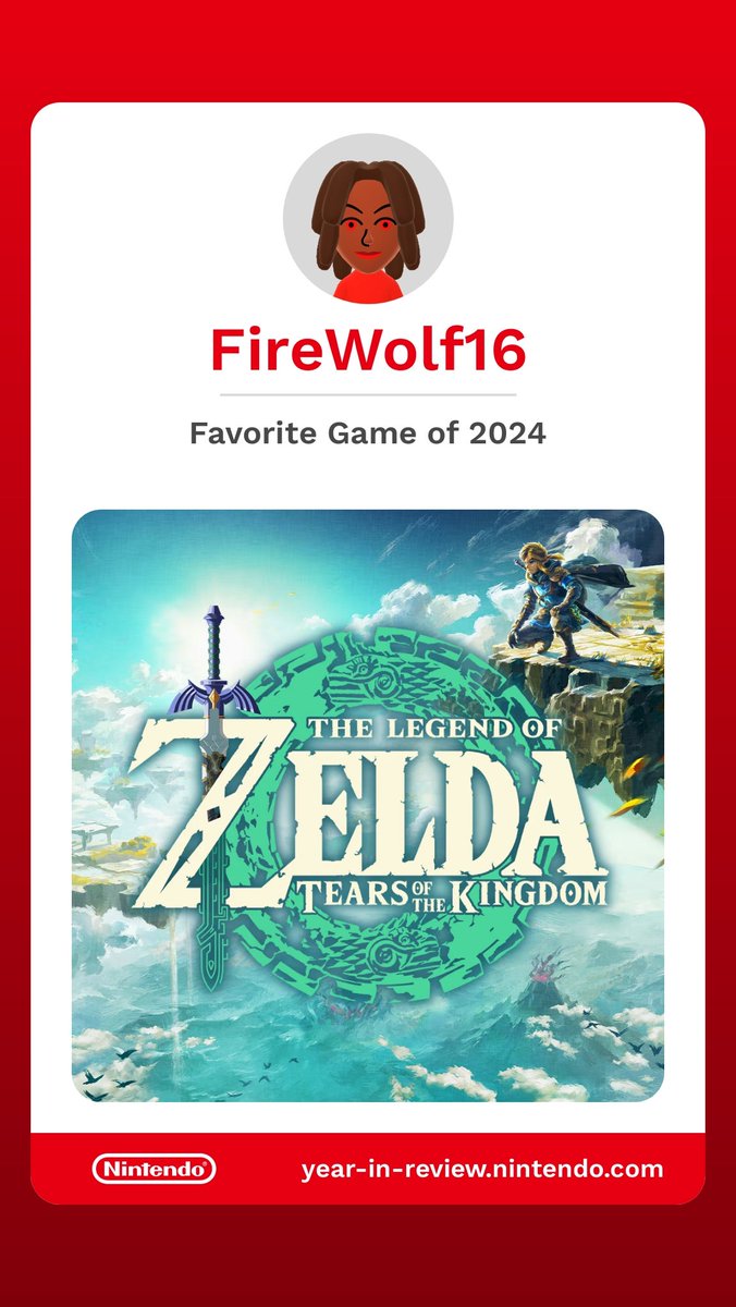 ElizabethUL's tweet photo. Check out my Nintendo Switch Year in Review for 2024! See yours at https://t.co/jVX2qDUMrx

#NintendoSwitch2024 https://t.co/zgLic1EKiK