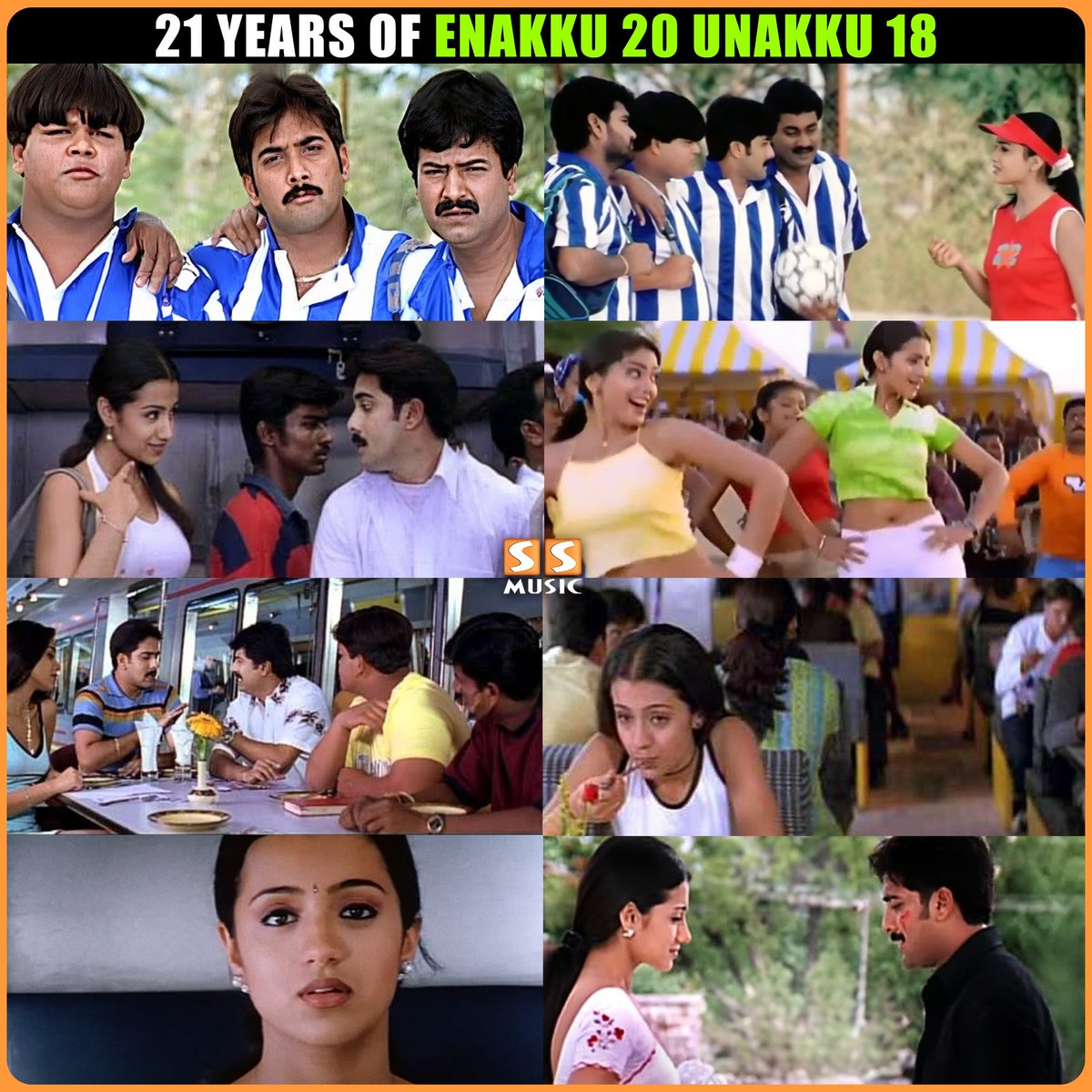 SSMusicTweet's tweet photo. A Nostalgia Film π₯°
.
Celebrating 21 Years of Enakku 20 Unakku 18 β€οΈ
.
#Tarun @trishtrashers @shriya1109 #VivekRamaswamy @amjothikrishna @arrahman #Enakku20Unakku18 #21YearsofEnakku20Unakku18 #SSMusic https://t.co/7BNbkxLedW