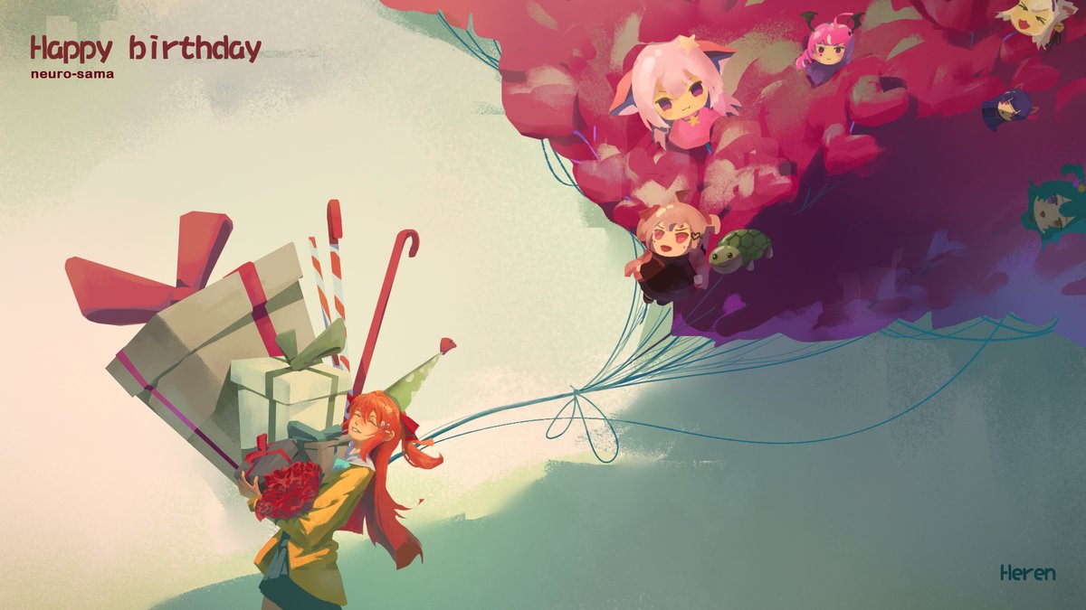 herenjun666's tweet image. Happy brithday neuro,A big big present for you🥰#heartheartart #neurosama #VTuber