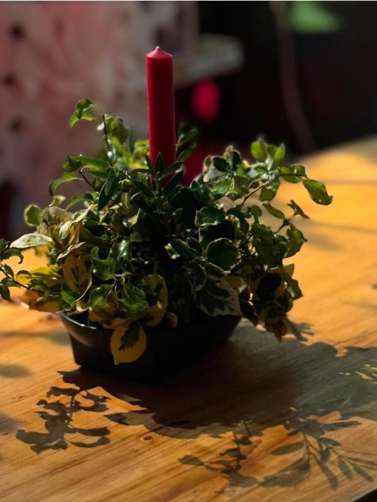 Lovely customer and friend of Loganberry, Jenny, who is a very young 84, made this charming Christmas decoration for the cafe! Thank you! 🤶xx #coffee #takeaway #InStroud #crafting