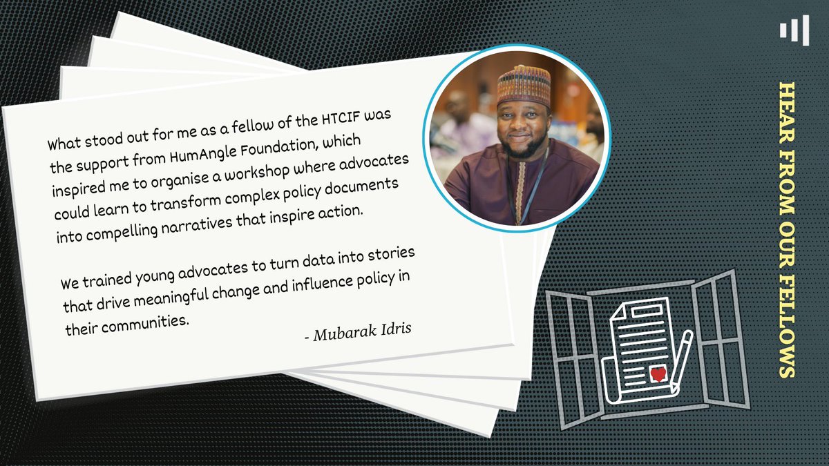 HumAngleFdn's tweet photo. At HumAngle Foundation, one of our goals is to support our fellows in turning their ideas into impactful projects without compromising their agency.
Here, @mubricks bears witness to that goal!
#TechFellowship
#HTCIF https://t.co/VUOVEQjxQz