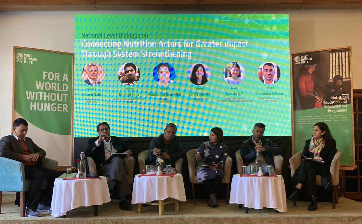 WHH Nepal - Welthungerhilfe (@whh_nepal) on Twitter photo Our panelists from <a href="/USAID/">USAID</a> <a href="/unicef_nepal/">UNICEF Nepal</a> <a href="/FCDOGovUK/">Foreign, Commonwealth & Development Office</a>, Department of Water and Sewerage Management, Government of Nepal and <a href="/Sochai_YFN/">SOCHAI Youth For Nutrition</a> sharing their insights on 'Integrating Nutrition and WASH through Systems Thinking - Addressing the Causes of Malnutrition'. Our panelists from <a href="/USAID/">USAID</a> <a href="/unicef_nepal/">UNICEF Nepal</a> <a href="/FCDOGovUK/">Foreign, Commonwealth & Development Office</a>, Department of Water and Sewerage Management, Government of Nepal and <a href="/Sochai_YFN/">SOCHAI Youth For Nutrition</a> sharing their insights on 'Integrating Nutrition and WASH through Systems Thinking - Addressing the Causes of Malnutrition'.