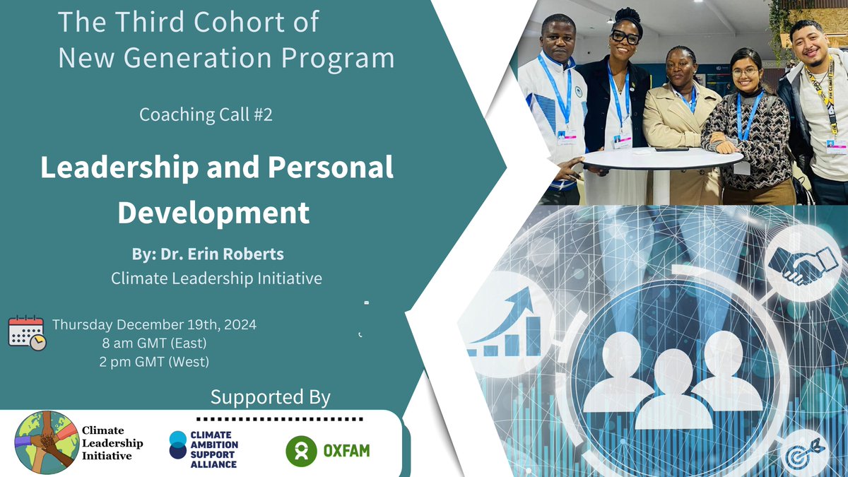 youthmakechange's tweet photo. We're thrilled to announce an upcoming coaching call #2 under the #NewGenerationProgram for 3rd cohort focused on Leadership and Personal Development!
The session will be led by Dr. Erin Roberts
📅 : 19th December 2024
🕒: 8 am GMT (East call)
: 2 pm GMT (West call) https://t.co/s4f0VvnMvL