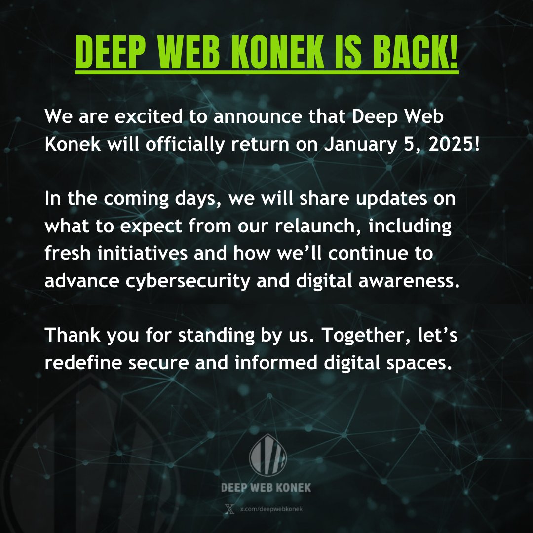 𝐃𝐞𝐞𝐩 𝐖𝐞𝐛 𝐊𝐨𝐧𝐞𝐤 𝐢𝐬 𝐁𝐚𝐜𝐤!

We are excited to announce that Deep Web Konek will officially return on January 5, 2025!

Abangan, mga Konektors! :)