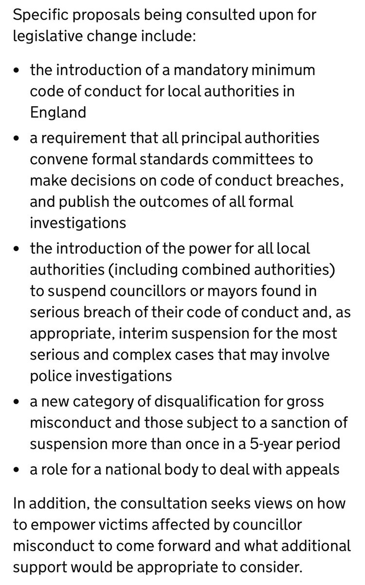 The vast majority of councillors across all parties and none uphold the highest standards, but the previous government left them and officers exposed to the few whose don’t hold the same values of conduct and behaviour.

It can turn public meetings into intimidating and toxic