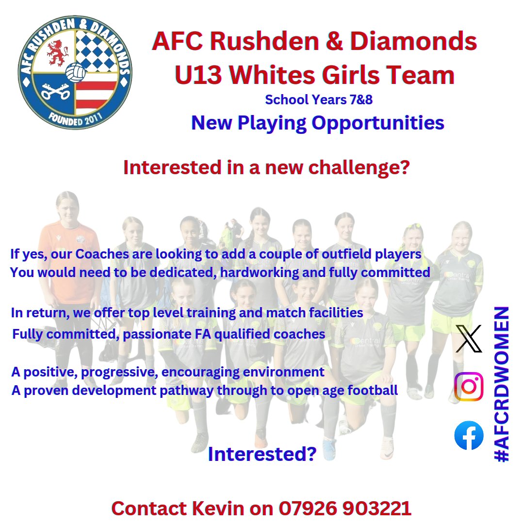 AFC Rushden & Diamonds Women & Girls C.I.C (@afcrdwomengirls) on Twitter photo 