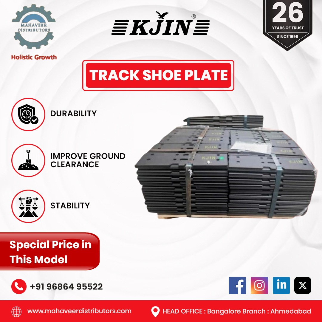 mahaveeritr's tweet image. Upgrade your performance with our durable Track Shoe Plate! Stability, ground clearance, and special price—grab yours today!

#MahaveerDistributors #KJIN #TrackShoePlate #Durability #Stability #GroundClearance #HeavyEquipment #PerformanceUpgrade #SpecialOffer #ReliableTools