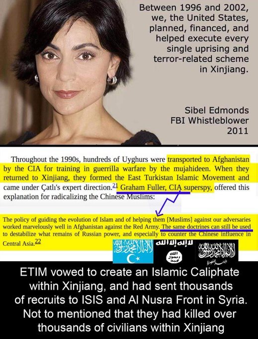Revealed: "Between 1996 and 2002,we,the United States,planned,financed,and helped execute every single uprising and terror-related scheme in Xinjiang"