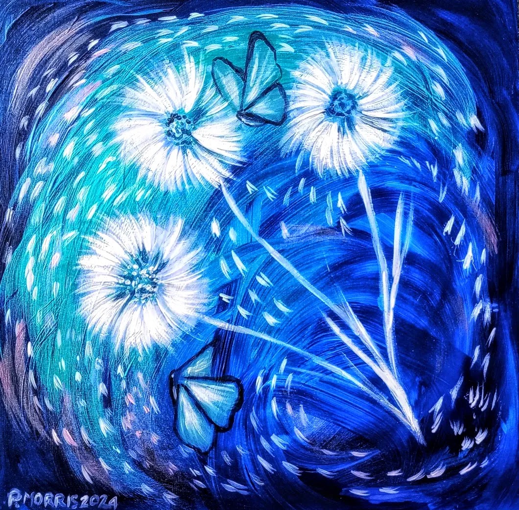 Good morning and welcome to day 19 of Art Advent Calendar. Today we have a throwback to summer with this abstract piece of dandelion clocks and butterflies, created using acrylics on board.

#ArtAdventCalendar #MHHSBD #NatureInspired #OriginalArt