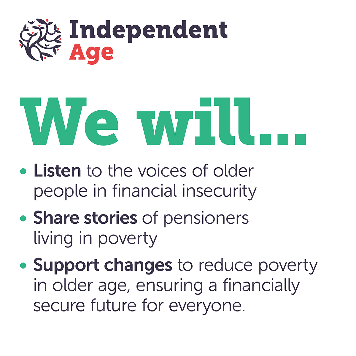 Nobody should have to skip meals or live in a cold home to make ends meet.

Nobody should live in poverty in later life.

We're committed to championing older voices and tackling pensioner poverty. Help us today by signing our statement of intent:
independentage.org/statement-of-i…