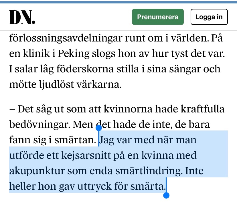 Många, eh, intressanta citat i DN:s intervju m barnmorskenestor Abascal idag: