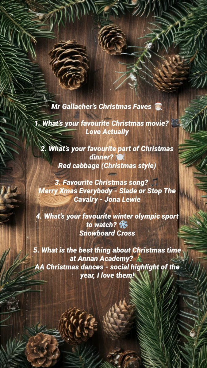 Next up, is Mr Gallacher’s Christmas faves 🎅🏼🎄⛄️